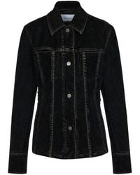Ferragamo - Contrast-stitching Velvet Buttoned Jacket - Lyst