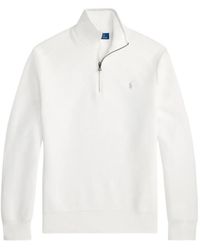 Polo Ralph Lauren - Mesh-Knit Cotton Quarter-Zip Sweater - Lyst