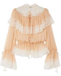 Chloé - Top Met Ruches En Kant - Lyst