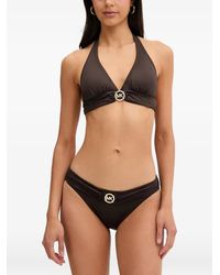 MICHAEL Michael Kors - Logo-Plaque Ruched Bikini Bottoms - Lyst