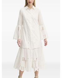 Desigual - Eyelet-Embroidered Bell-Sleeve Midi Dress - Lyst