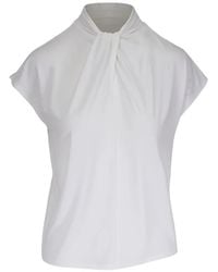 Vince - Twisted-Collar Sleeveless Blouse - Lyst