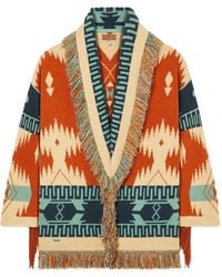 Alanui - Golden Dusk Geometric-Pattern Fringed Cardi-Coat - Lyst