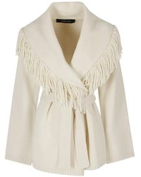 FEDERICA TOSI - Cardigan Ceinturé À Bords Frangés - Lyst
