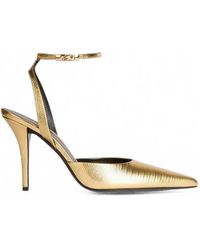 Balmain - Zapatos De Tacón Con Tiras Cruzadas En Cuero Metalizado En Relieve - Lyst