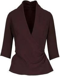 Peter Cohen - Blouse Met V-Hals En Strikdetail - Lyst