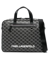 Karl Lagerfeld - Monogram-print Faux-leather Briefcase - Lyst