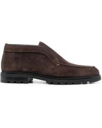 Santoni - Calf-Suede Almond-Toe Loafers - Lyst