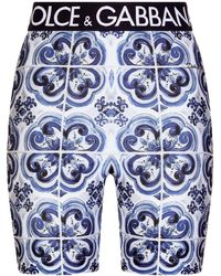 Dolce & Gabbana - Shorts da ciclismo con stampa maioliche - Lyst