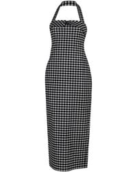 Posse - Chiara Halter Gingham Midi Dress - Lyst