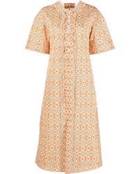 Colville - Patterned Lace-up Midi Dress - Lyst