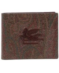 Etro - Paisley Embroidered Logo Wallet - Lyst