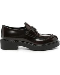 Prada - Chocolate Leather Loafers - Lyst