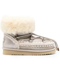 Mou - Crochet-Trim Metallic Leather Ankle Boots - Lyst