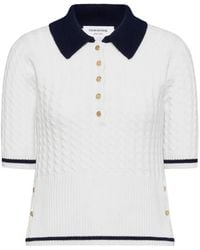 Thom Browne - Cable-Stitch Polo Shirt - Lyst