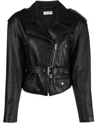 Saint Laurent - Belted Leather Jacket - Lyst