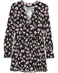 Twinset - Floral-Print V-Neck Mini Dress - Lyst