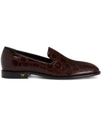 Giuseppe Zanotti - Gatien Crocodile-Effect Leather Loafers - Lyst