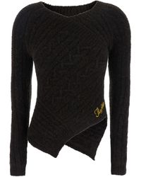 The Attico - Asymmetrischer Pullover mit Zopfmuster - Lyst