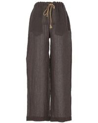 120% Lino - Gauze High-Waisted Trousers - Lyst