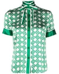 CASABLANCA - Monogram-Print Silk Shirt - Lyst