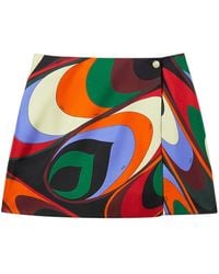 Emilio Pucci - Onde-print Silk Wrap Miniskirt - Lyst