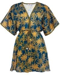 Eres - Peninsula Mini-Jurk Met Trekkoordtaille En Palmprint - Lyst