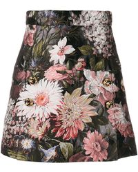 Dolce & Gabbana Gonna corta a fiori - Nero