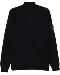 Stone Island - Trui Met Hoge Hals En Knopen - Lyst