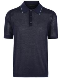 Prada - Silk And Cotton Polo Shirt - Lyst