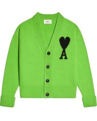 Ami Paris - Cardigan Ami De Coeur Con Scollo A V - Lyst