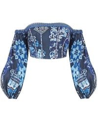 CAMILLA - A Tiled Wonderland Long Sleeved Corset Crop Top - Lyst