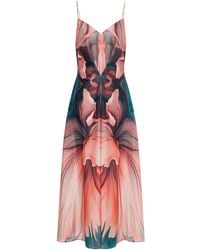 Alberta Ferretti - Vestido midi con estampado floral - Lyst