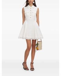 Self-Portrait - Scalloped-Hem Button-Up Mini Dress - Lyst