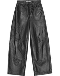 Remain - Straight Broek Van Lamsleer Met Vlakken - Lyst