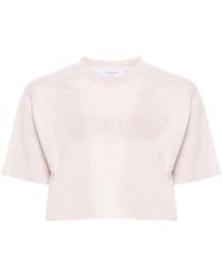 Off-White c/o Virgil Abloh - T-Shirt Crop À Logo En Caoutchouc - Lyst