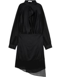 Helmut Lang - Asymmetrisches Seidenkleid mit Chiffon-Overlay - Lyst
