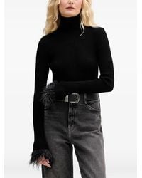 Aniye By - Plum Feather-Trim Turtleneck Sweater - Lyst