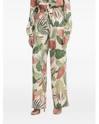 Guess - Leaf-Print Wide-Leg Trousers - Lyst