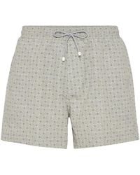Brunello Cucinelli - Geometric-print Swim Shorts - Lyst
