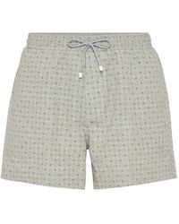 Brunello Cucinelli - Geometric-print Swim Shorts - Lyst
