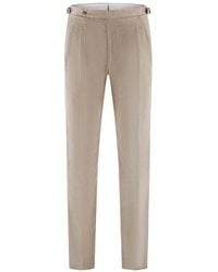 Kiton - Corduroy-Effect Pleated Trousers - Lyst