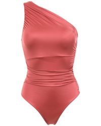 Brigitte Bardot Ruched one shoulder swimsuit - Rouge