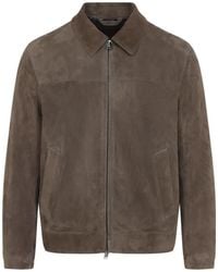 Brioni - Suede Leather Blouson Jacket - Lyst