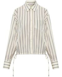 Moncler - Drawstring-Details Striped Cotton Shirt - Lyst