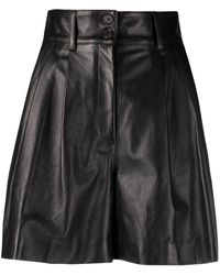Dolce & Gabbana - High-waisted Leather Shorts - Lyst