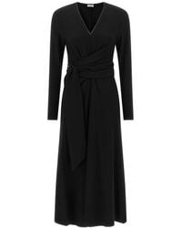 Brunello Cucinelli - Monili Wrap-Style Midi Dress - Lyst