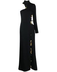 Versace - Abendkleid mit Logo-Schild - Lyst