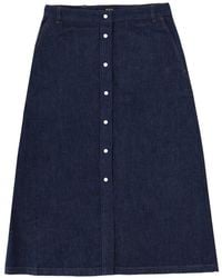 A.P.C. - Denim Midi Skirt - Lyst