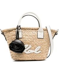 Karl Lagerfeld - K/Signature Small Raffia Tote Bag - Lyst